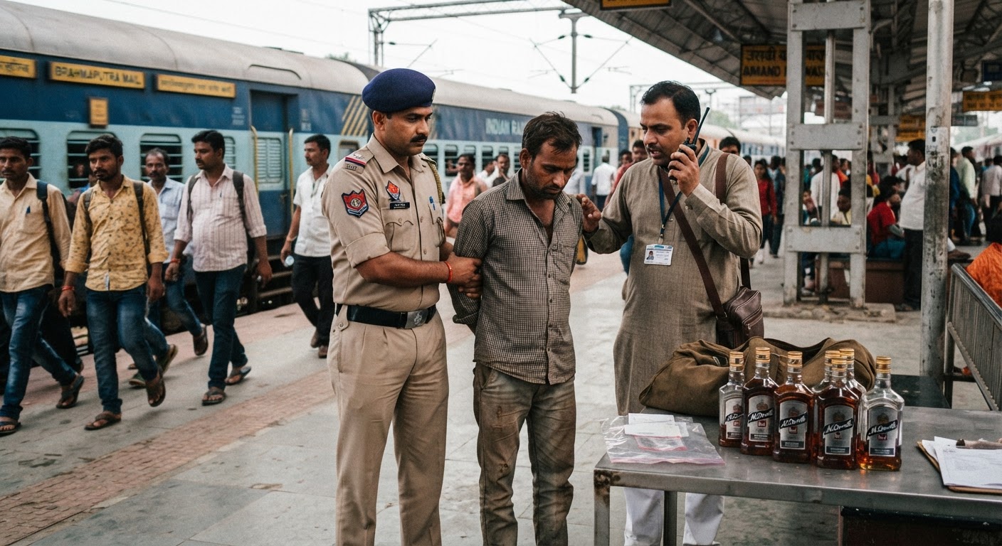 जमालपुर रेलवे स्टेशन पर आरपीएफ और सीआईबी की बड़ी कार्रवाई, शराब के साथ एक तस्कर गिरफ्तार