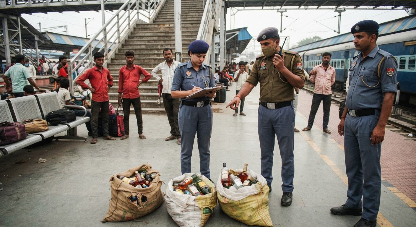 शराब तस्करों पर आरपीएफ की बड़ी कार्रवाई, भागलपुर स्टेशन पर पकड़ाया 50 लीटर माल