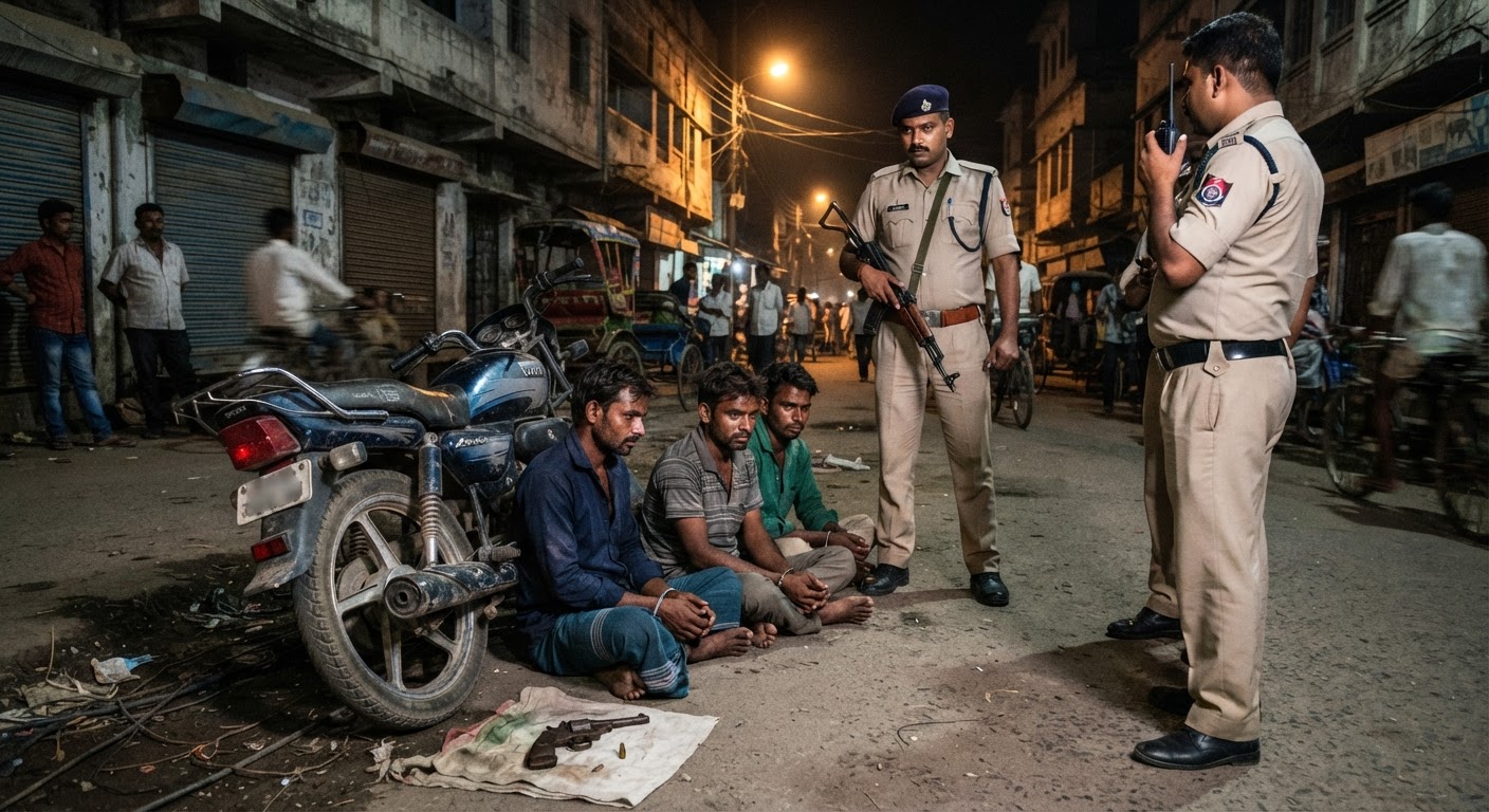 बड़ी कार्रवाई! हथियार के साथ तीन संदिग्ध गिरफ्तार