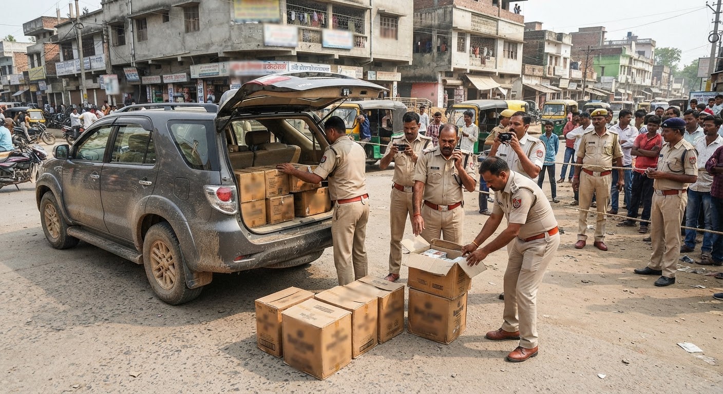 लखीसराय में मद्य निषेध विभाग की बड़ी कार्रवाई, 35 कार्टन विदेशी शराब बरामद