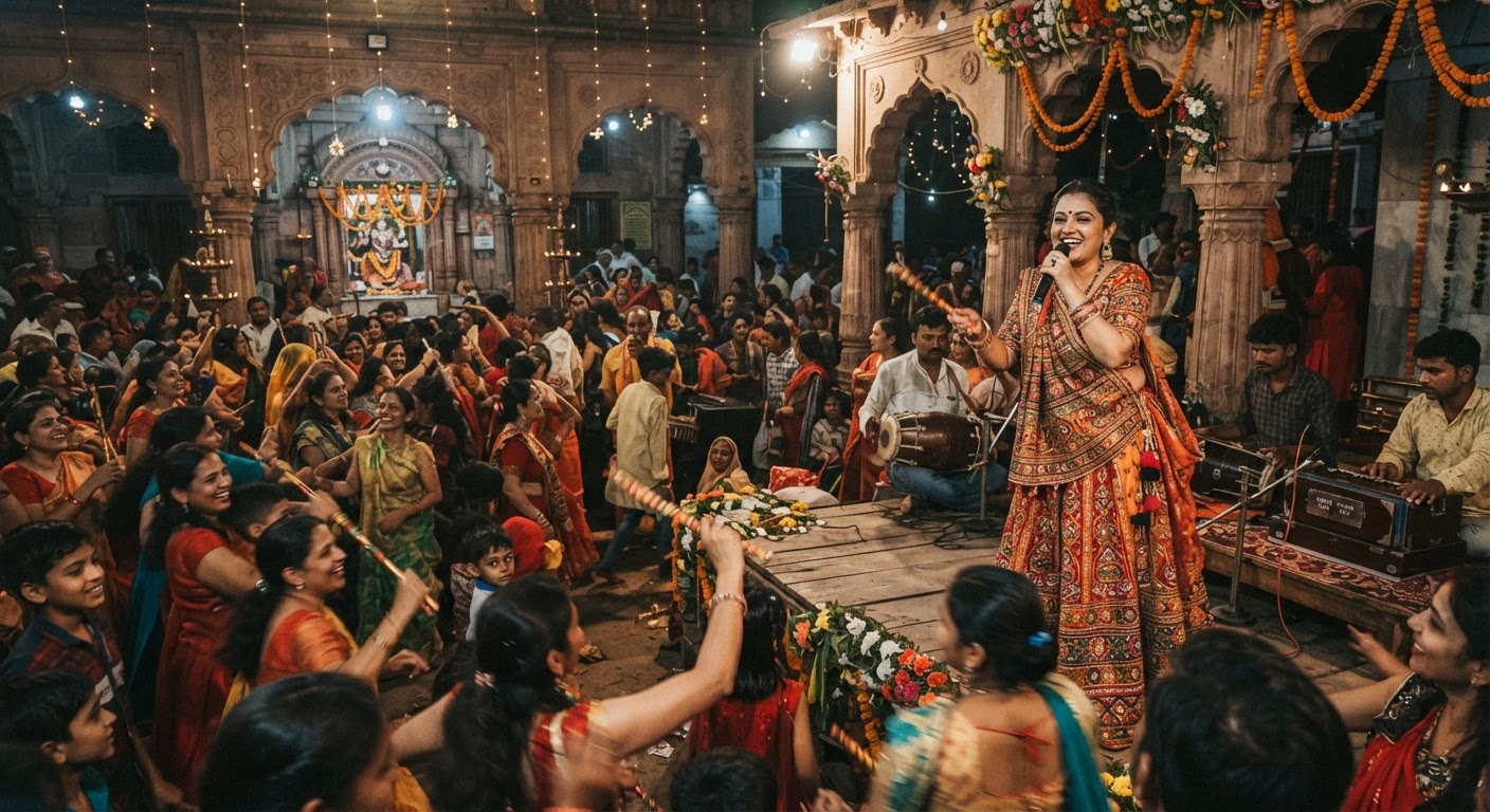 भागलपुर में गूंजा डांडिया का जादू, प्रसिद्ध कलाकार गिन्नी पांडे ने मोहा सबका मन