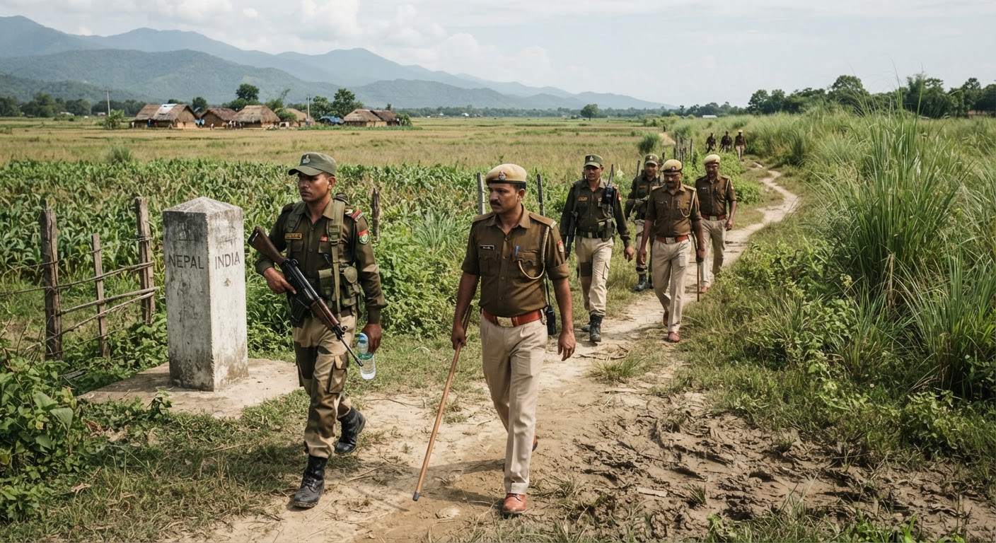 भारत-नेपाल सीमा पर एसएसबी और पुलिस की बड़ी गश्त