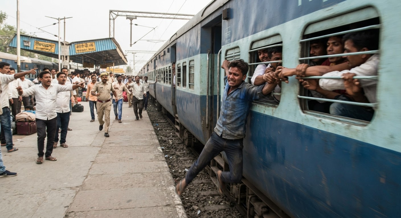 चलती ट्रेन से लटका मोबाइल चोर, हैरान कर देने वाला वीडियो आया सामने