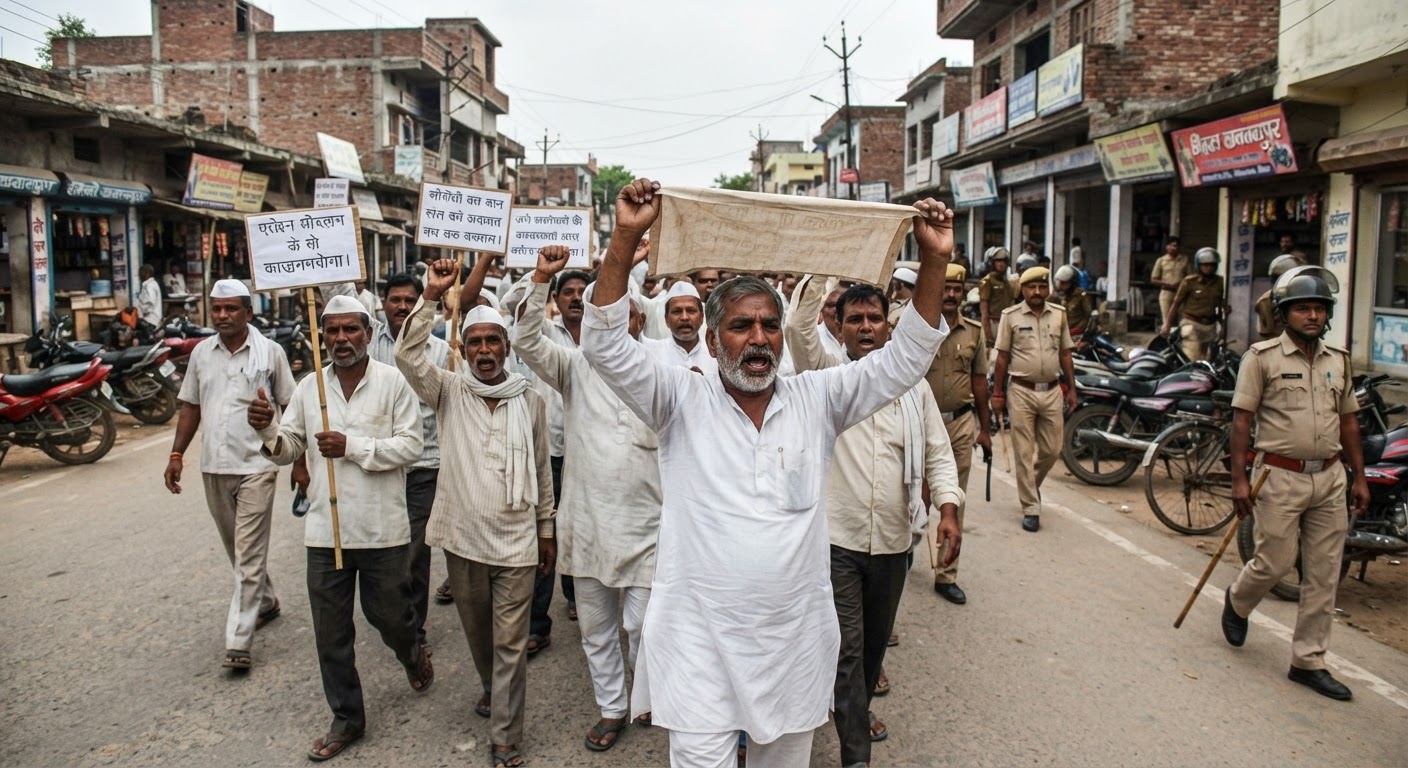 हवेली खड़गपुर में जन संघर्ष समिति का जोरदार प्रदर्शन, मुख्य चुनाव आयुक्त को हटाने की मांग