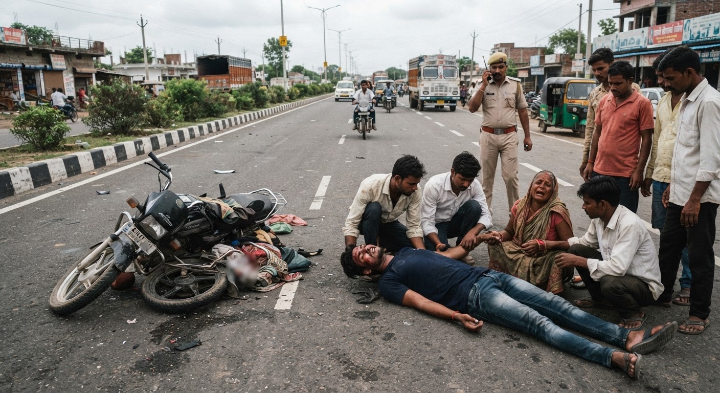 दर्दनाक सड़क हादसा: अररिया-फारबिसगंज फोरलेन पर बाइक अनियंत्रित होने से युवक गंभीर रूप से घायल