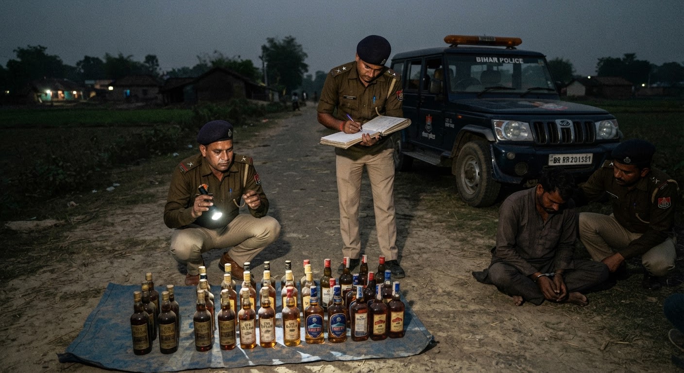 बड़ी कार्रवाई: अररिया में नेपाली शराब की खेप जब्त, तस्कर फरार