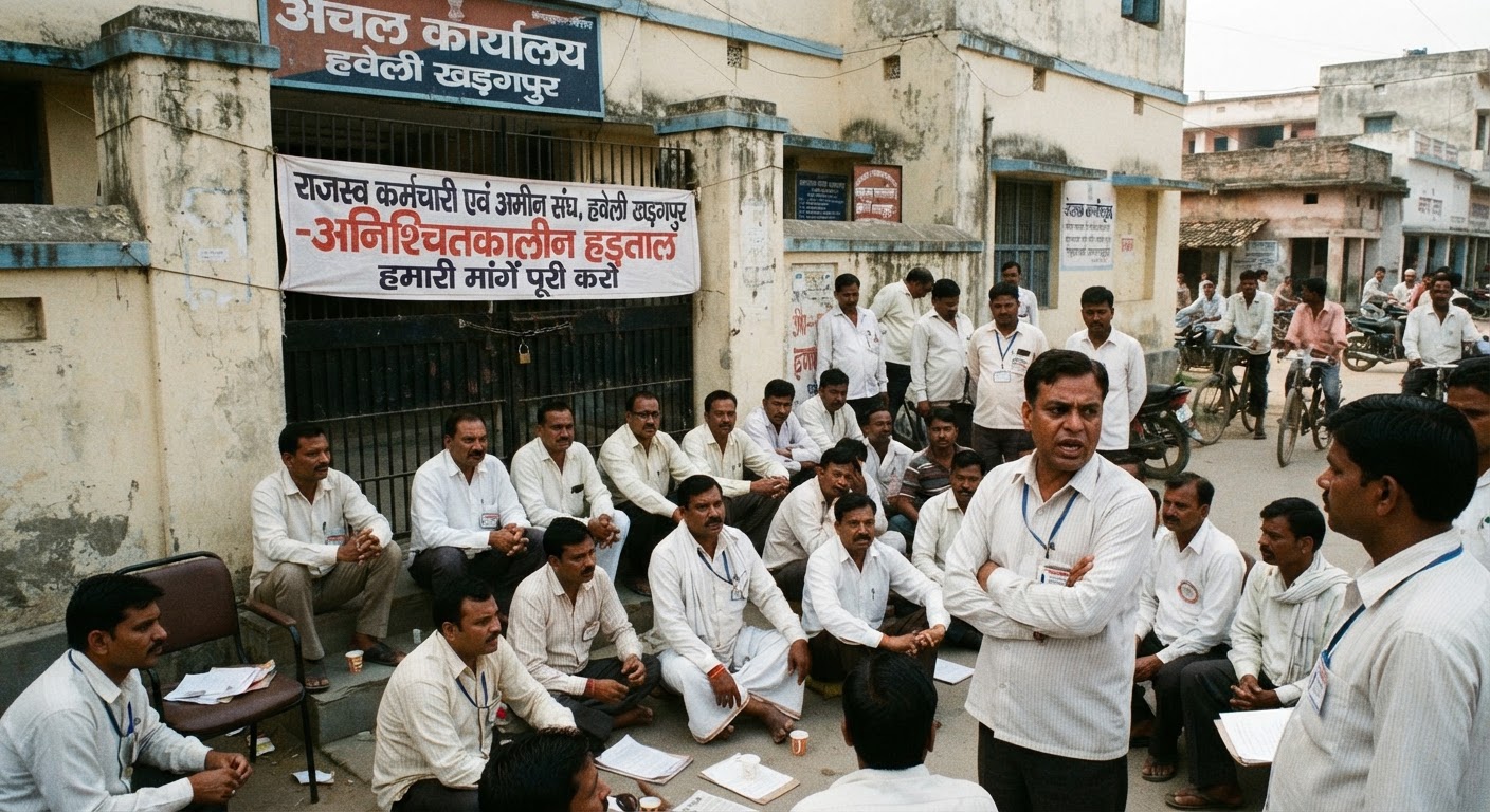 हवेली खड़गपुर में अमीन और राजस्व कर्मियों की हड़ताल से काम ठप