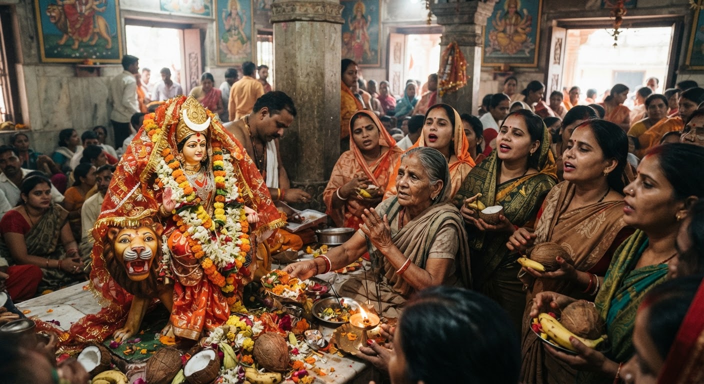 अररिया में शारदीय नवरात्रि के तीसरे दिन हुई मां चंद्रघंटा की पूजा