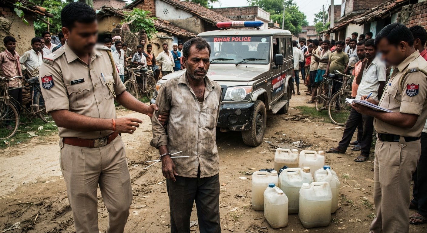 भागलपुर में पुलिस की बड़ी कार्रवाई, अवैध शराब के साथ तस्कर गिरफ्तार