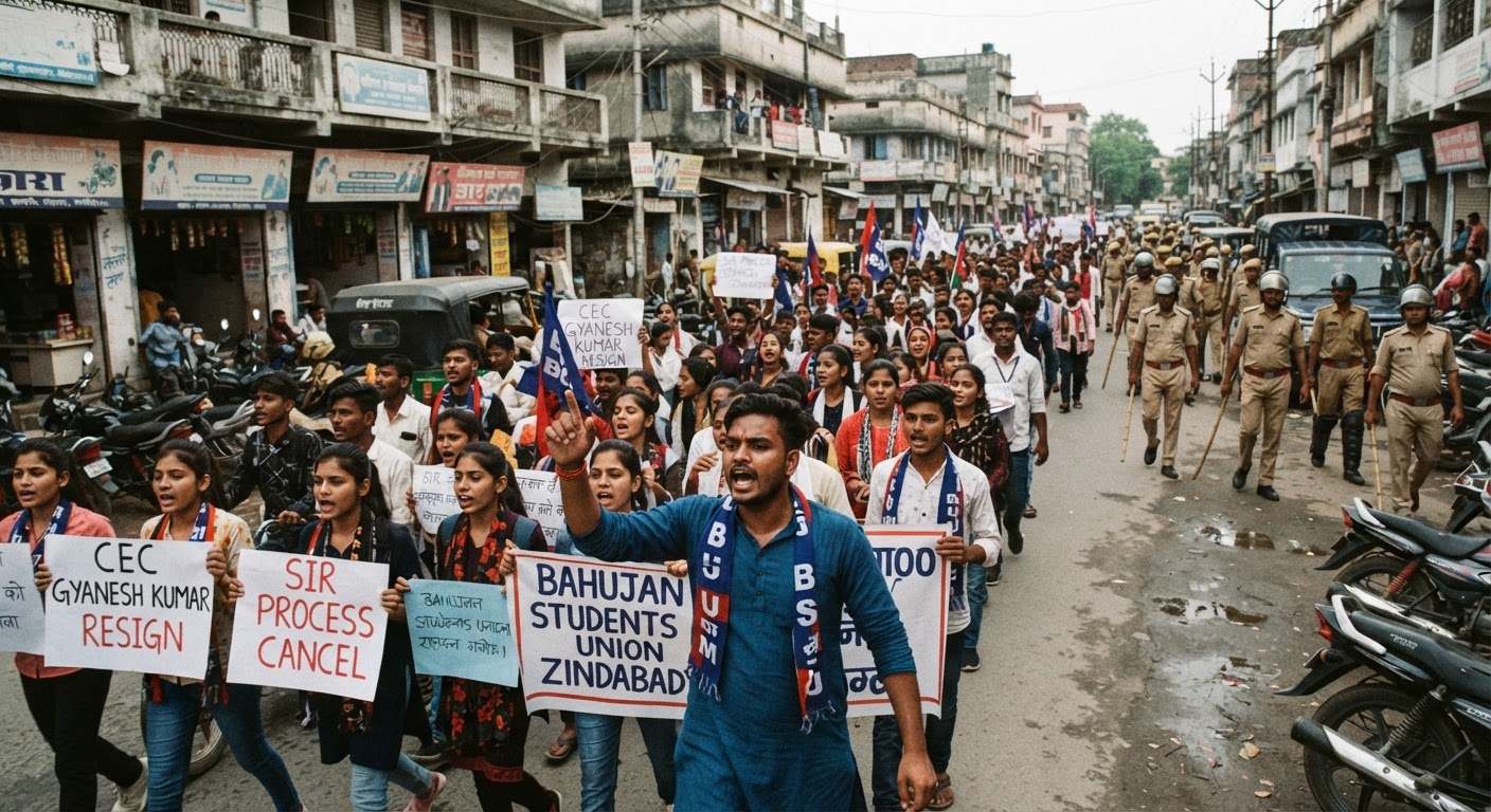 भागलपुर में बहुजन छात्र संघ का जोरदार प्रदर्शन, मुख्य चुनाव आयुक्त के इस्तीफे की मांग