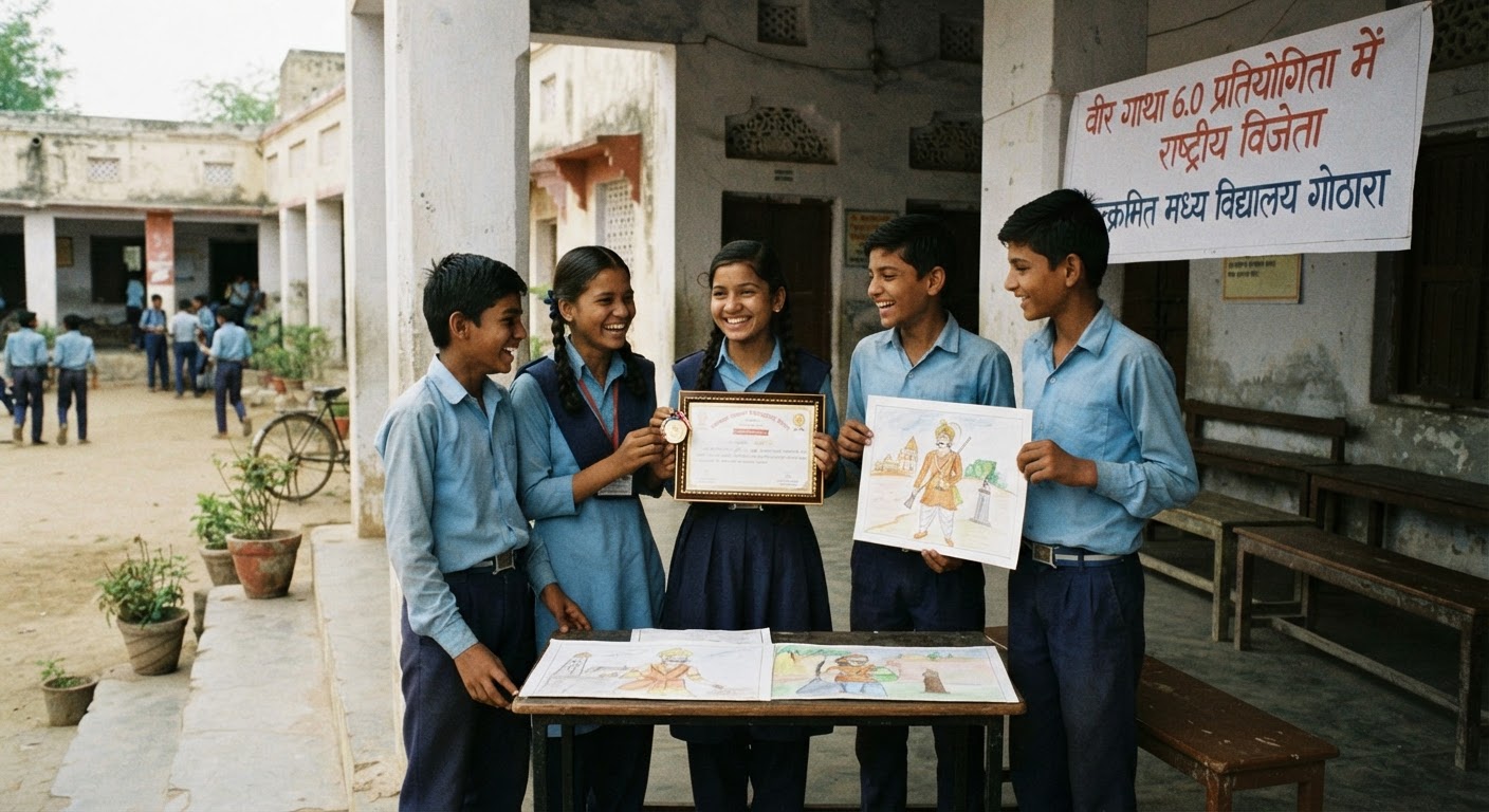 उत्क्रमित मध्य विद्यालय गोथरा के चार छात्रों को मिला राष्ट्रीय सम्मान