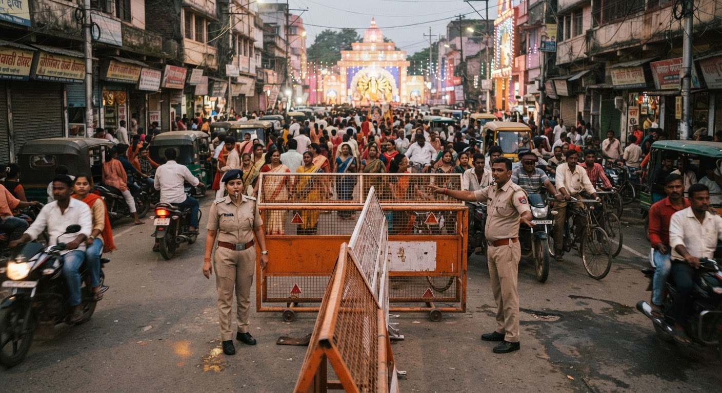 दुर्गा पूजा पर भारी ट्रैफिक से राहत! भागलपुर में खास प्लान और 15 बैरियर लागू