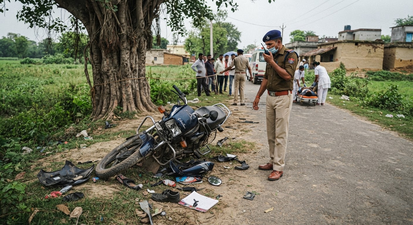 दर्दनाक सड़क हादसा: पेड़ से टकराई बाइक, 10वीं के छात्र की मौत और दो घायल