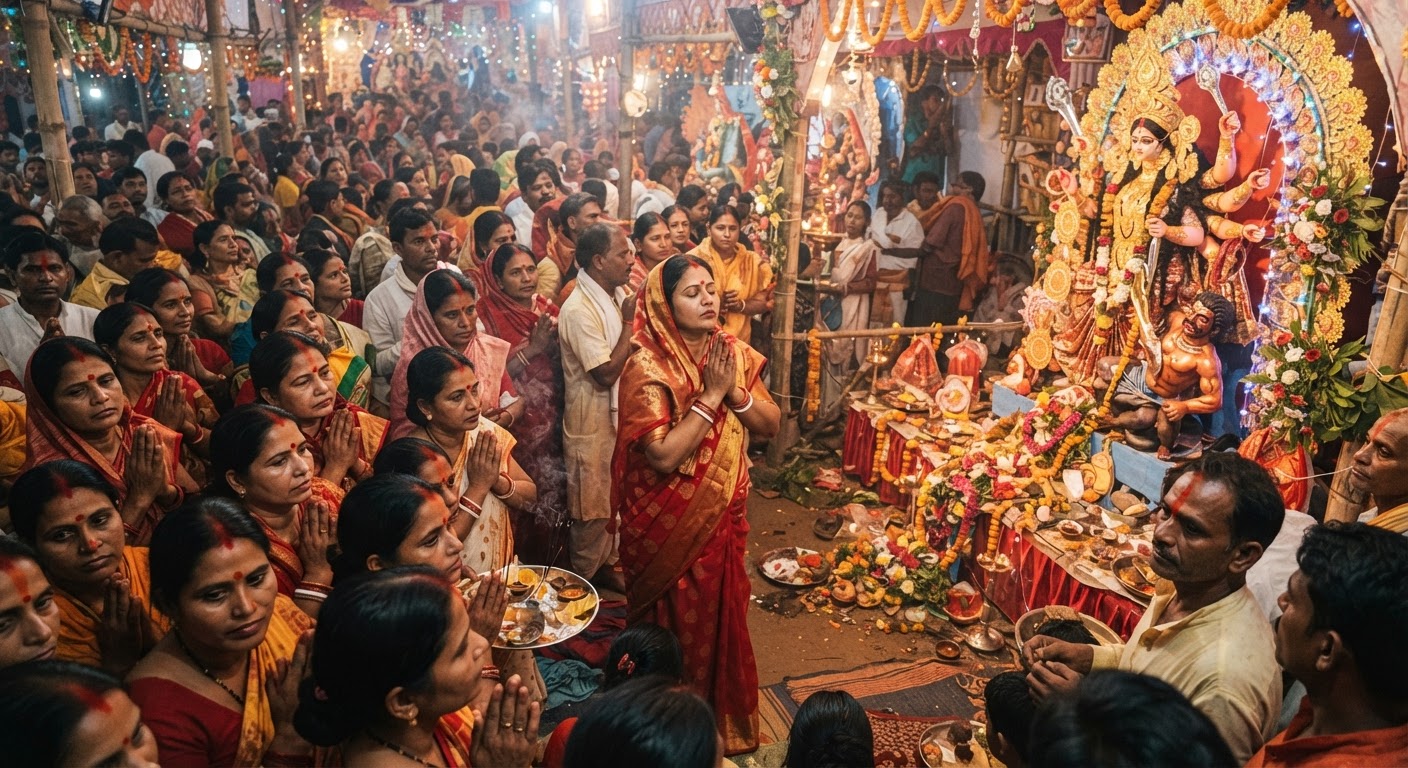 फारबिसगंज में भक्तिभाव से मनी महा अष्टमी, भव्य पंडालों और रोशनी से सजी सड़कें