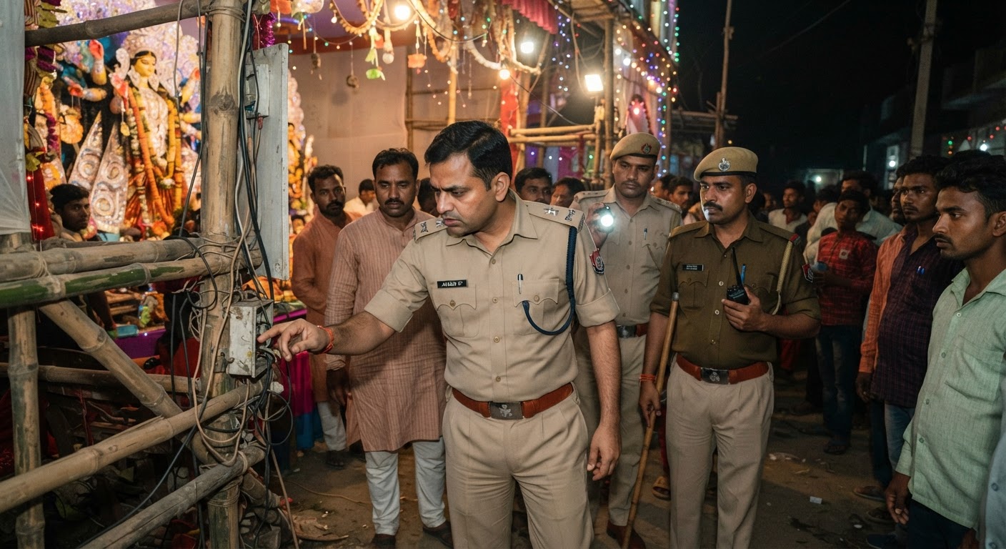 अरेबिया एसपी ने फारबिसगंज में किया दुर्गा पूजा पंडालों का औचक निरीक्षण