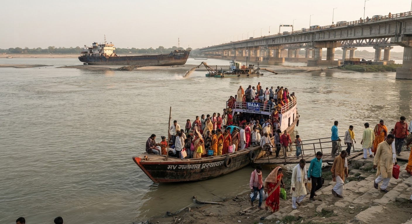 भागलपुर-नौगछिया फेरी सेवा शुरू, फंसा जहाज निकालने को ड्रेजिंग चालू