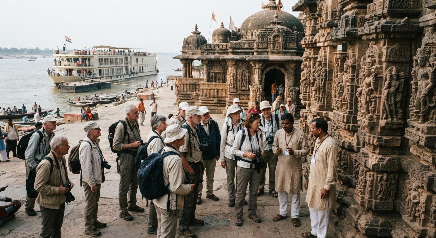 गंगा विलास क्रूज से सुल्तानगंज पहुंचे स्विट्जरलैंड के पर्यटक