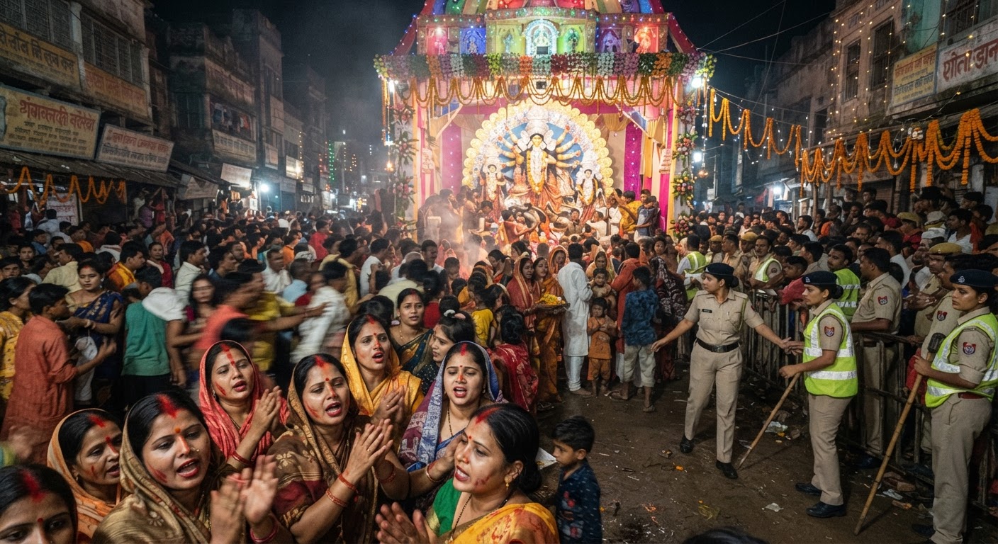 सुल्तानगंज में दुर्गा पूजा की धूम, उमड़ी भारी भीड़ और कड़ी सुरक्षा