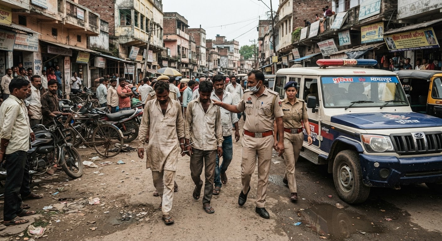 भागलपुर में बड़ा एक्शन, पुलिस ने तीन गिरफ्तार और एक नाबालिग को पकड़ा