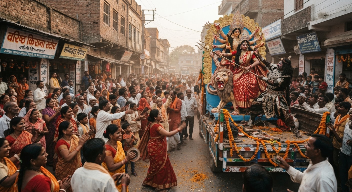 लखीसराय में दुर्गा विसर्जन पर महिषासुर वध की जीवंत झांकियां