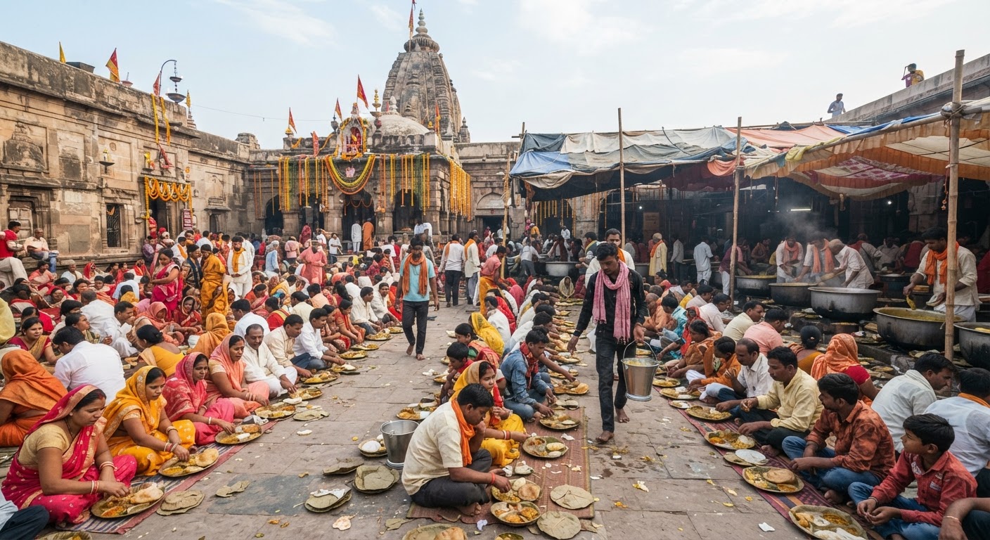 सुल्तानगंज के ऐतिहासिक अजगैविनाथ मंदिर में दुर्गा पूजा नवमी पर हुआ भव्य भंडारे का आयोजन