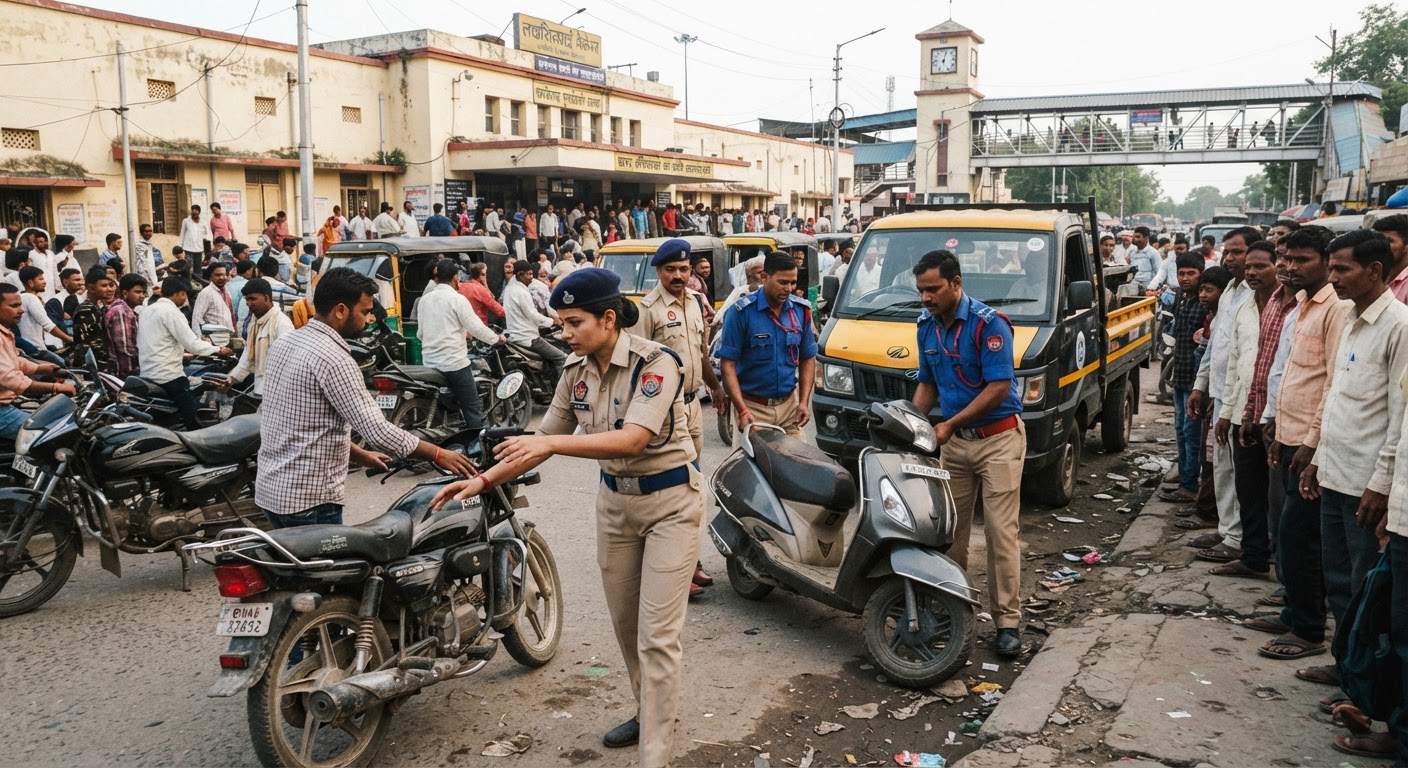 लखीसराय रेलवे स्टेशन पर अवैध पार्किंग के खिलाफ आरपीएफ और जीआरपी की बड़ी कार्रवाई