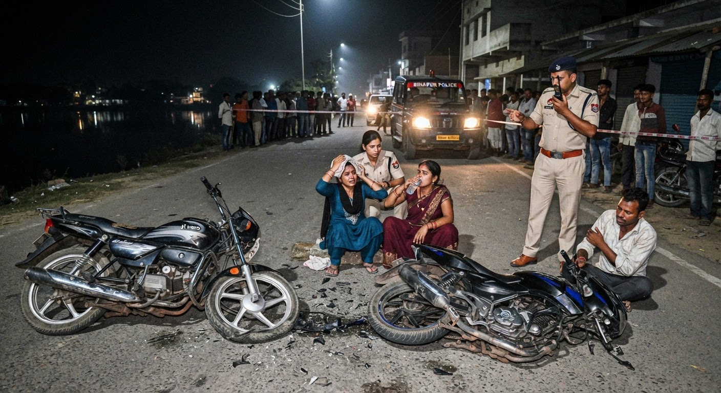 अमरपुर में भयानक सड़क हादसा: दो बाइकों की टक्कर में तीन लोग गंभीर रूप से घायल
