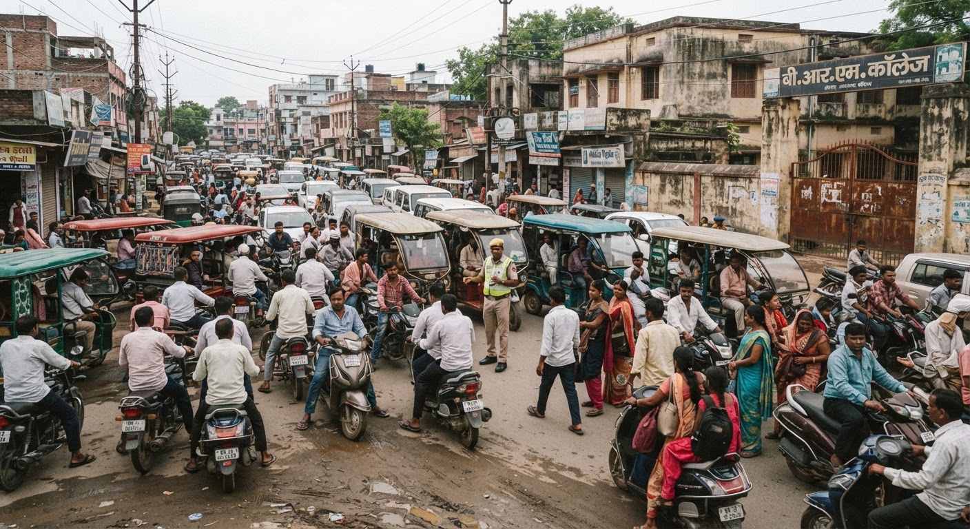 मुंगेर के बीआरएम कॉलेज चौक पर लगा भीषण जाम, परेशान हुए लोग