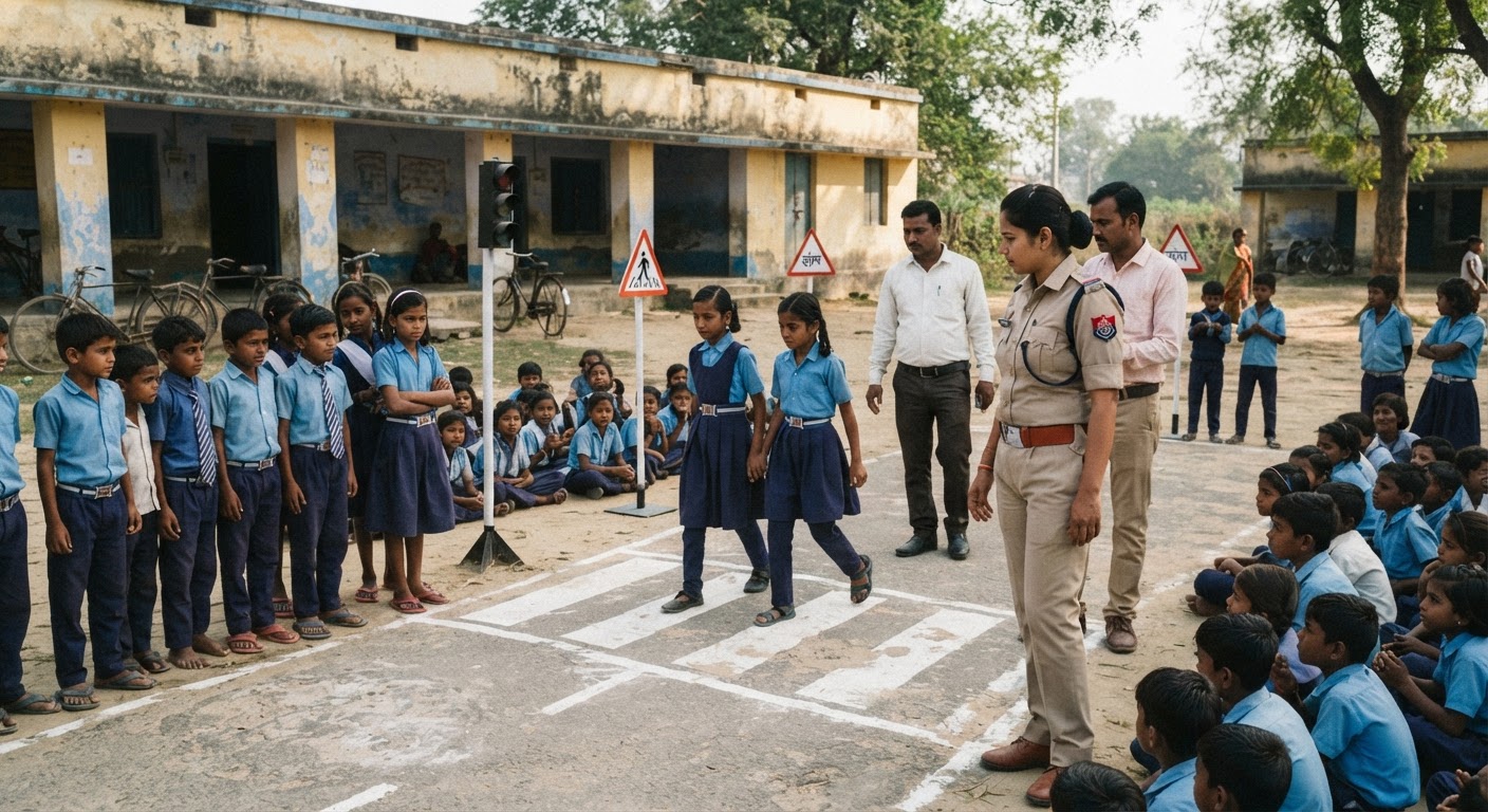 जमुई के स्कूलों में सुरक्षित शनिवार के तहत सड़क सुरक्षा मॉक ड्रिल का आयोजन