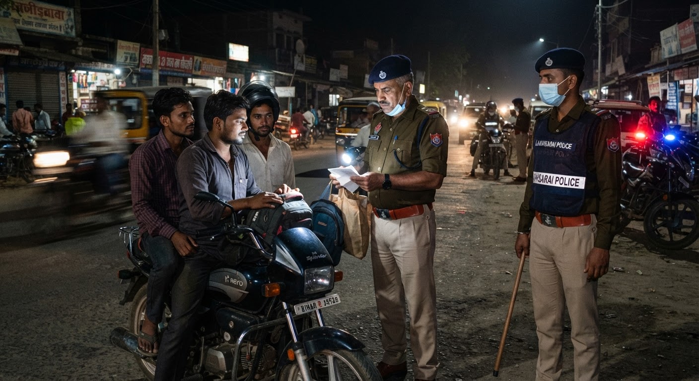 लखीसराय में बड़ा एक्शन: अपराध रोकने के लिए पुलिस का रोको-टोको अभियान शुरू