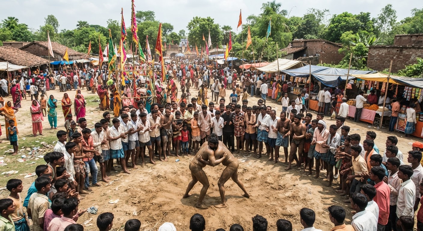 भागलपुर के पीरपैंती में तीन दिवसीय झंडा मेला, कुश्ती में पहलवानों का सम्मान