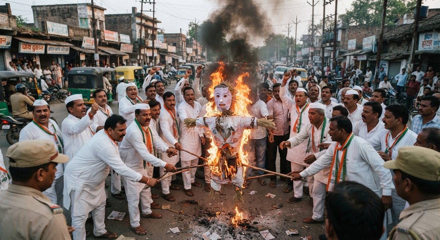 भागलपुर में कांग्रेस का बड़ा विरोध प्रदर्शन, भाजपा का फूंका जाएगा पुतला