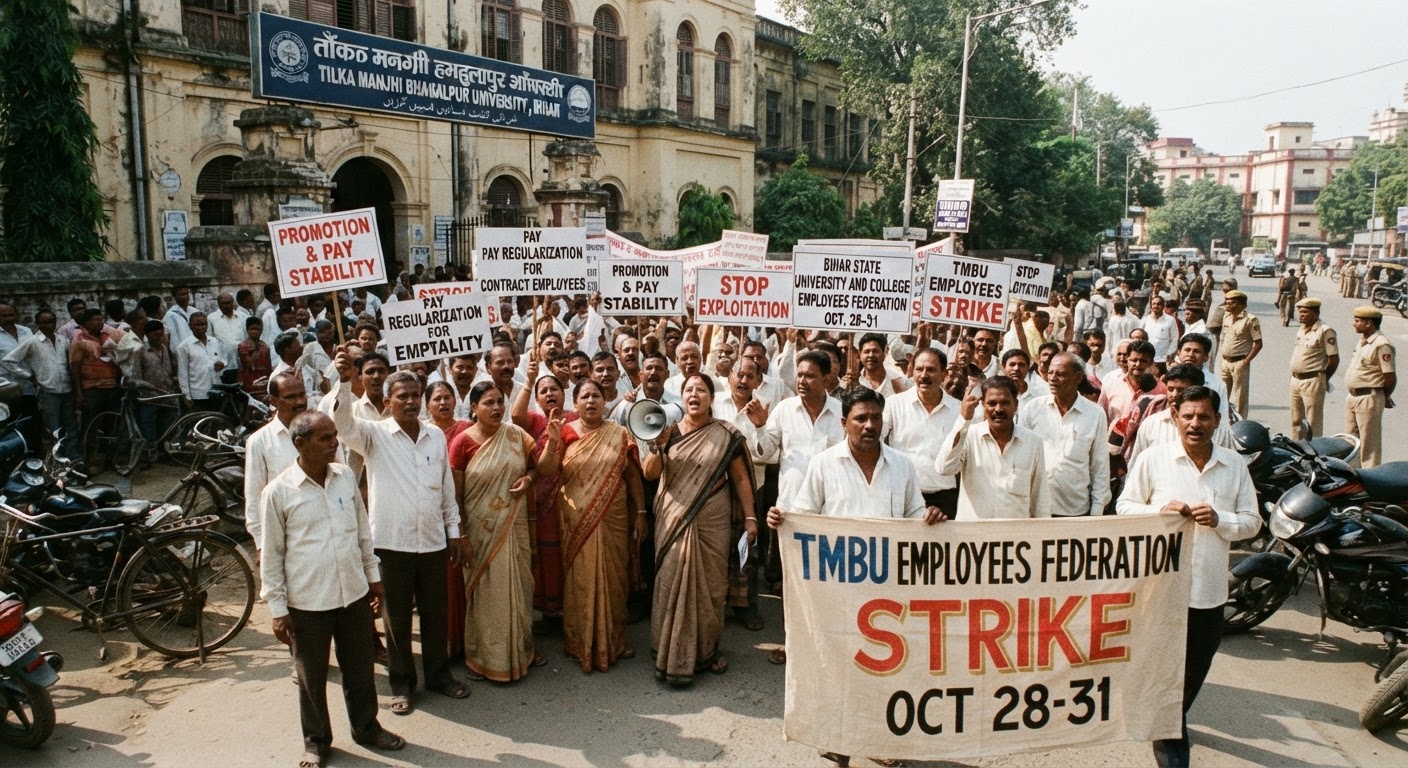 टीएमबीयू में चार दिनों की हड़ताल, जानिए क्या है कर्मचारियों की मांगें
